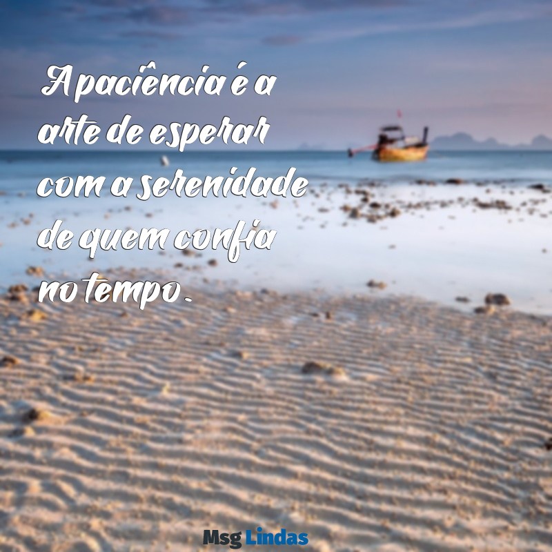 frases de paciência para status A paciência é a arte de esperar com a serenidade de quem confia no tempo.