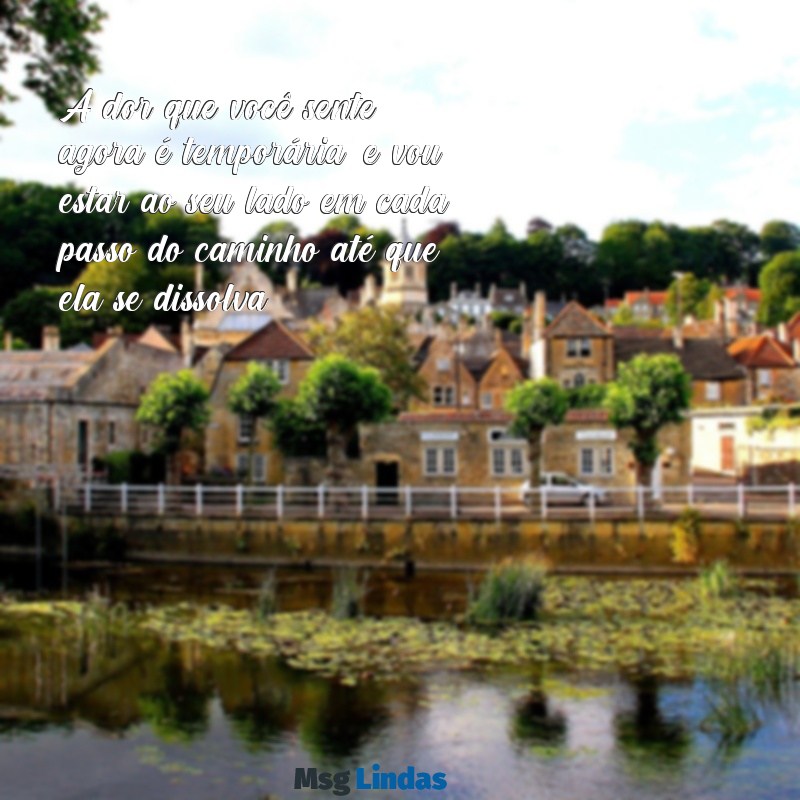 mensagens para confortar um amigo A dor que você sente agora é temporária, e vou estar ao seu lado em cada passo do caminho até que ela se dissolva.