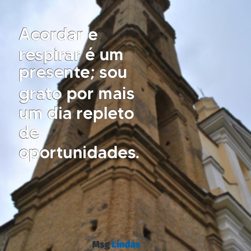 frases de gratidão por mais um dia Acordar e respirar é um presente; sou grato por mais um dia repleto de oportunidades.