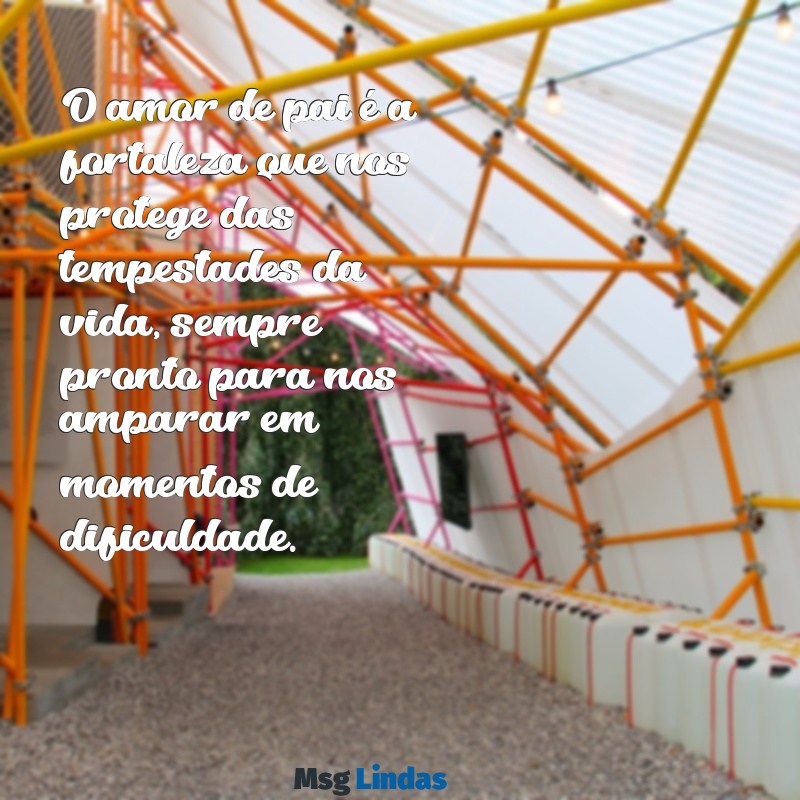 amor de pai texto O amor de pai é a fortaleza que nos protege das tempestades da vida, sempre pronto para nos amparar em momentos de dificuldade.