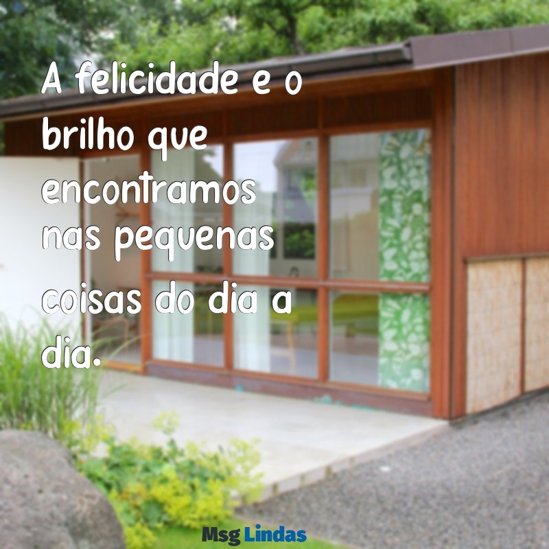 frases felicidades A felicidade é o brilho que encontramos nas pequenas coisas do dia a dia.