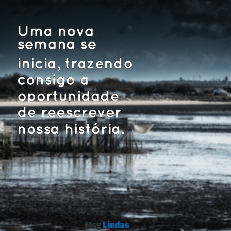 uma nova semana se inicia Uma nova semana se inicia, trazendo consigo a oportunidade de reescrever nossa história.