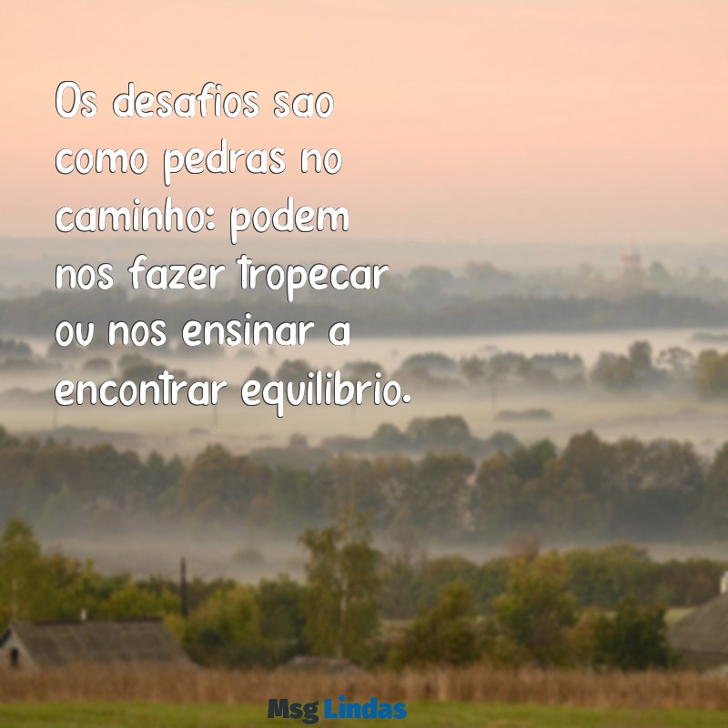 texto reflexivo sobre desafios Os desafios são como pedras no caminho: podem nos fazer tropeçar ou nos ensinar a encontrar equilíbrio.