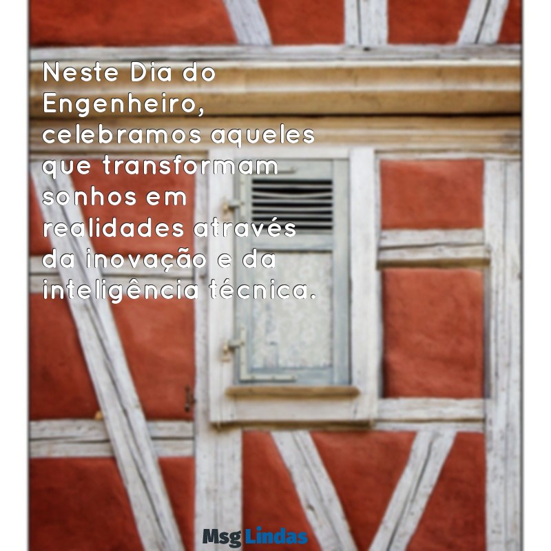 mensagens dia do engenheiro Neste Dia do Engenheiro, celebramos aqueles que transformam sonhos em realidades através da inovação e da inteligência técnica.