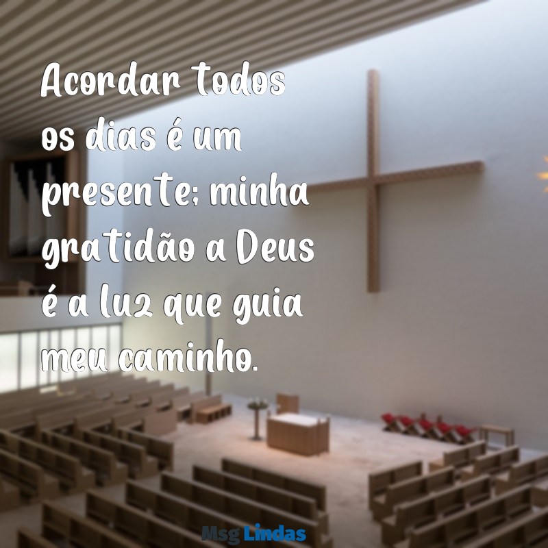 so gratidão a deus Acordar todos os dias é um presente; minha gratidão a Deus é a luz que guia meu caminho.