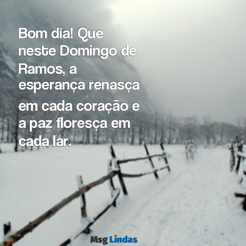 domingo de ramos mensagens bom dia Bom dia! Que neste Domingo de Ramos, a esperança renasça em cada coração e a paz floresça em cada lar.