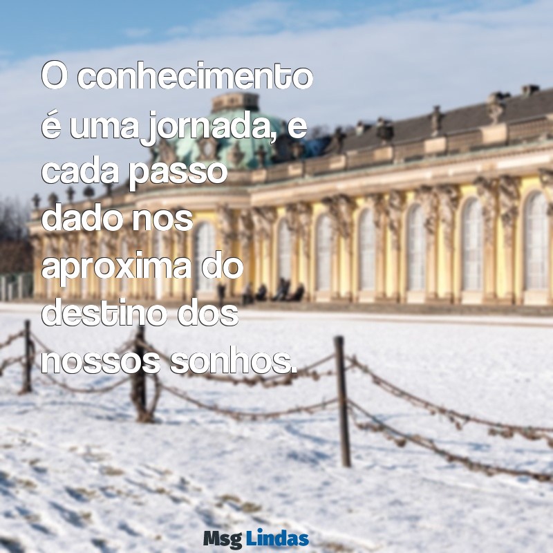 mensagens de reforço escolar O conhecimento é uma jornada, e cada passo dado nos aproxima do destino dos nossos sonhos.