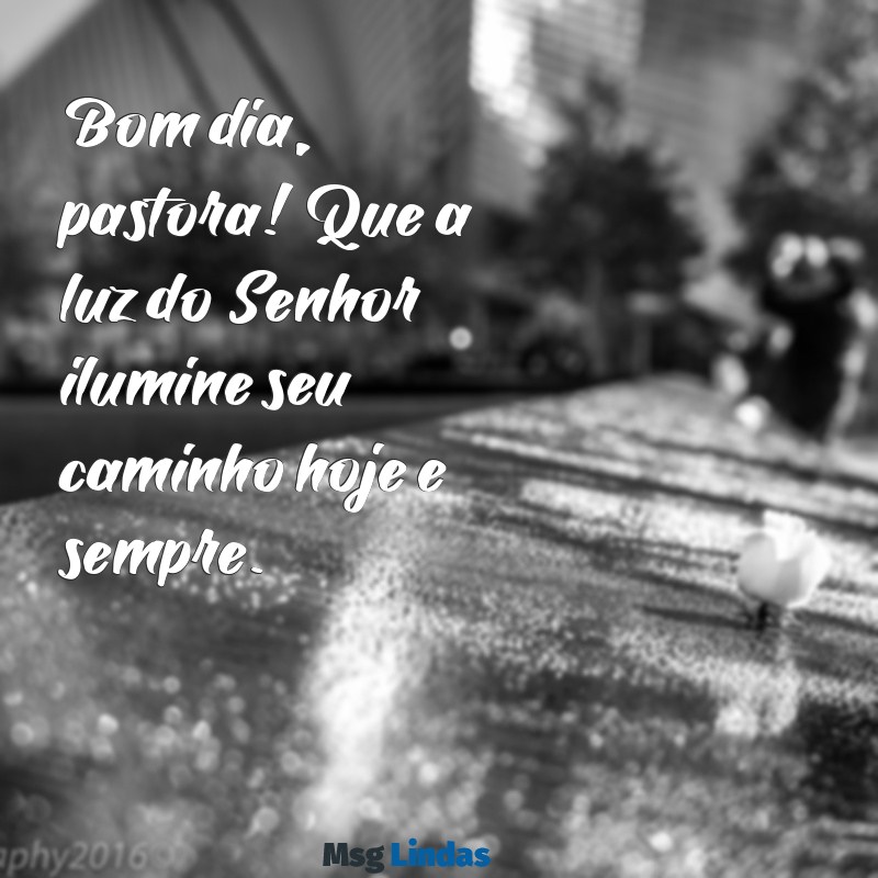 bom dia pastora Bom dia, pastora! Que a luz do Senhor ilumine seu caminho hoje e sempre.