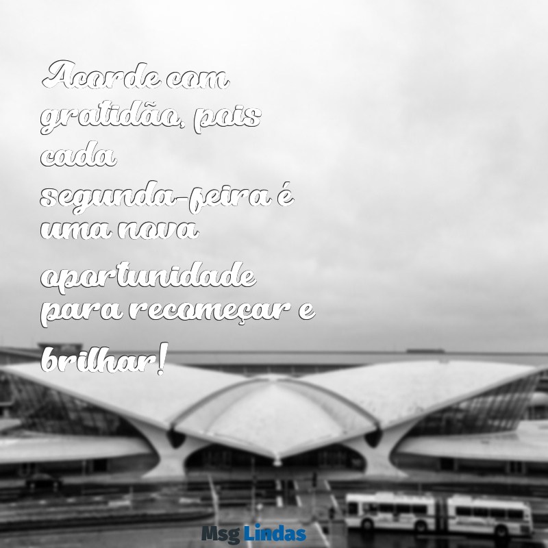 mensagens de bom dia de segunda feira Acorde com gratidão, pois cada segunda-feira é uma nova oportunidade para recomeçar e brilhar!