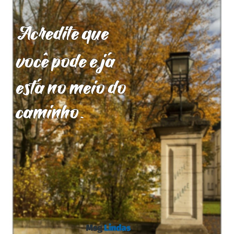 pequenas frases de motivação Acredite que você pode e já está no meio do caminho.