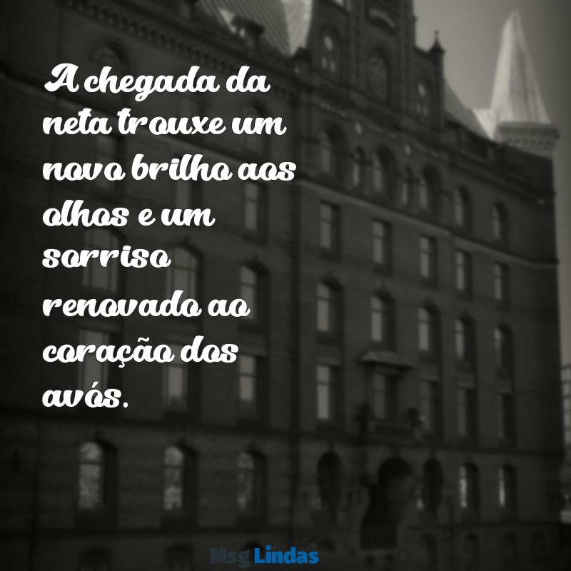 a chegada de uma neta A chegada da neta trouxe um novo brilho aos olhos e um sorriso renovado ao coração dos avós.