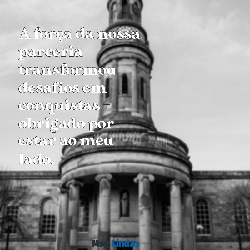 obrigado pela parceria A força da nossa parceria transformou desafios em conquistas – obrigado por estar ao meu lado.
