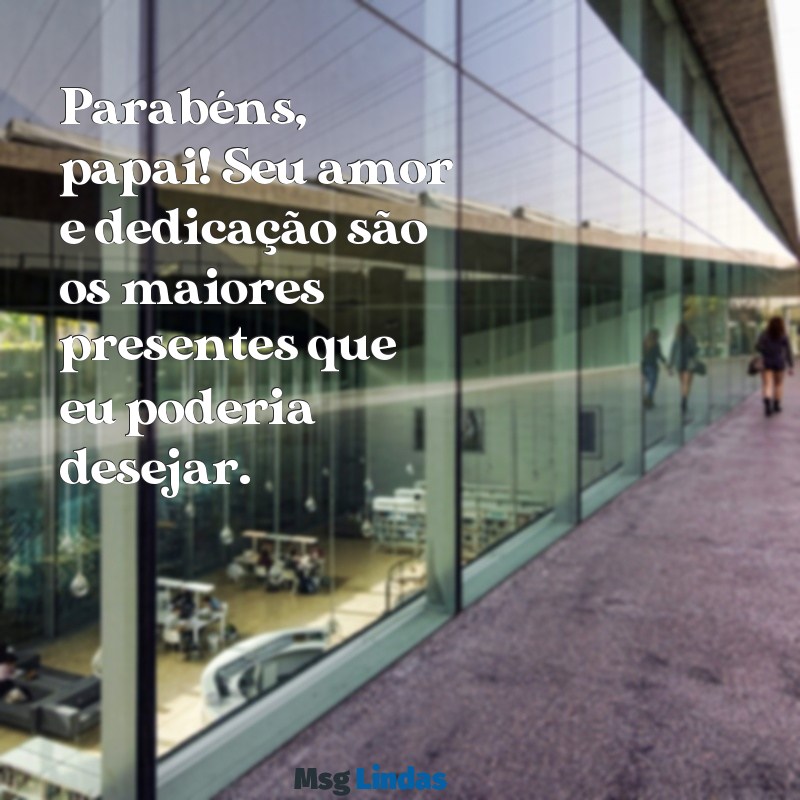 parabéns papai te amo Parabéns, papai! Seu amor e dedicação são os maiores presentes que eu poderia desejar.