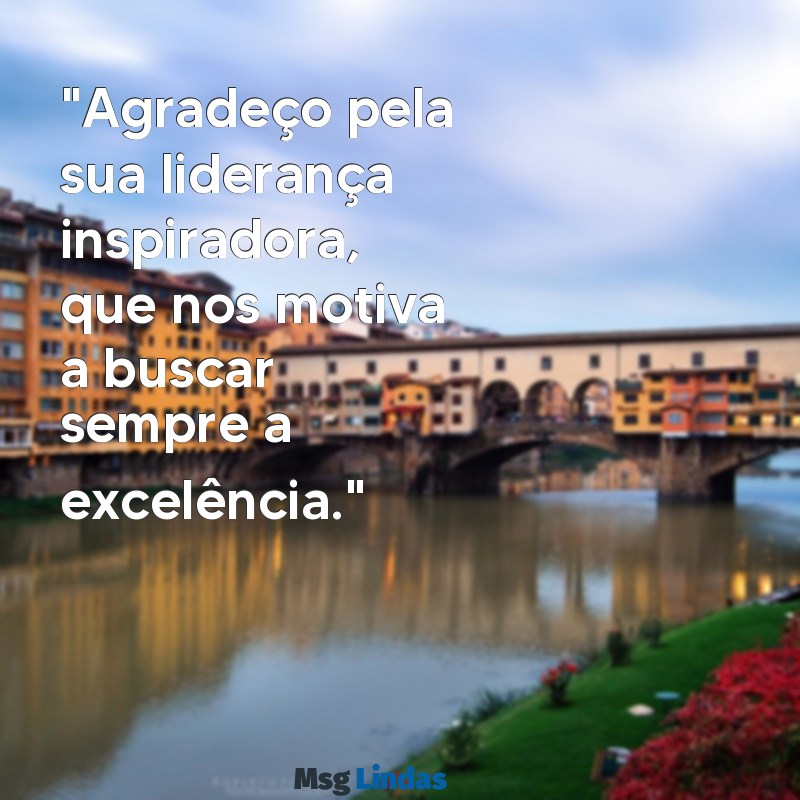 mensagens para chefe "Agradeço pela sua liderança inspiradora, que nos motiva a buscar sempre a excelência."