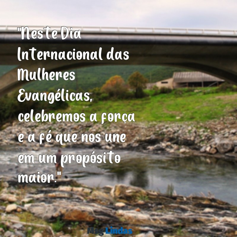 mensagens dia internacional das mulhere evangelica "Neste Dia Internacional das Mulheres Evangélicas, celebremos a força e a fé que nos une em um propósito maior."