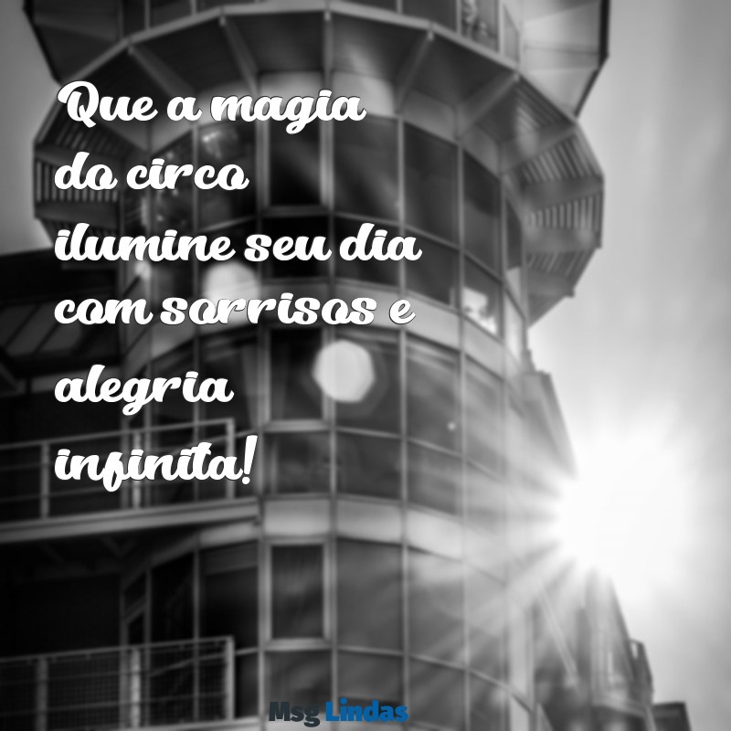 mensagens dia do circo Que a magia do circo ilumine seu dia com sorrisos e alegria infinita!