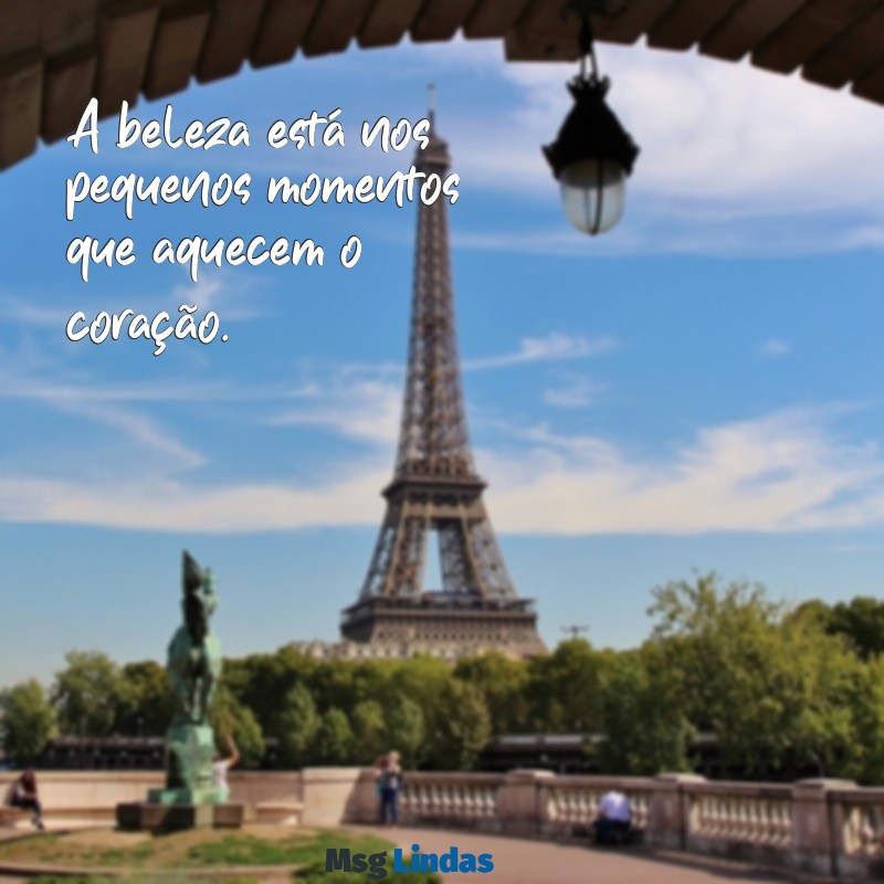 frases lindas pequenas A beleza está nos pequenos momentos que aquecem o coração.