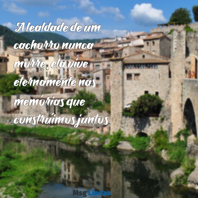 mensagens morte cachorro A lealdade de um cachorro nunca morre, ela vive eternamente nas memórias que construímos juntos.