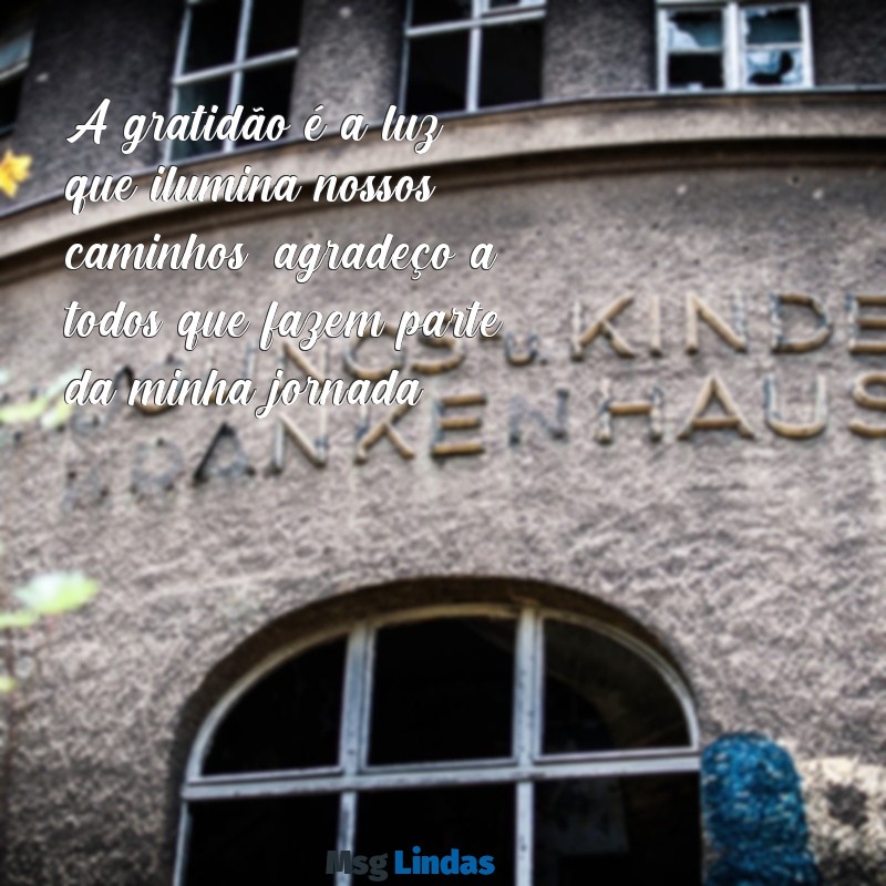 agradecer a todos A gratidão é a luz que ilumina nossos caminhos; agradeço a todos que fazem parte da minha jornada.