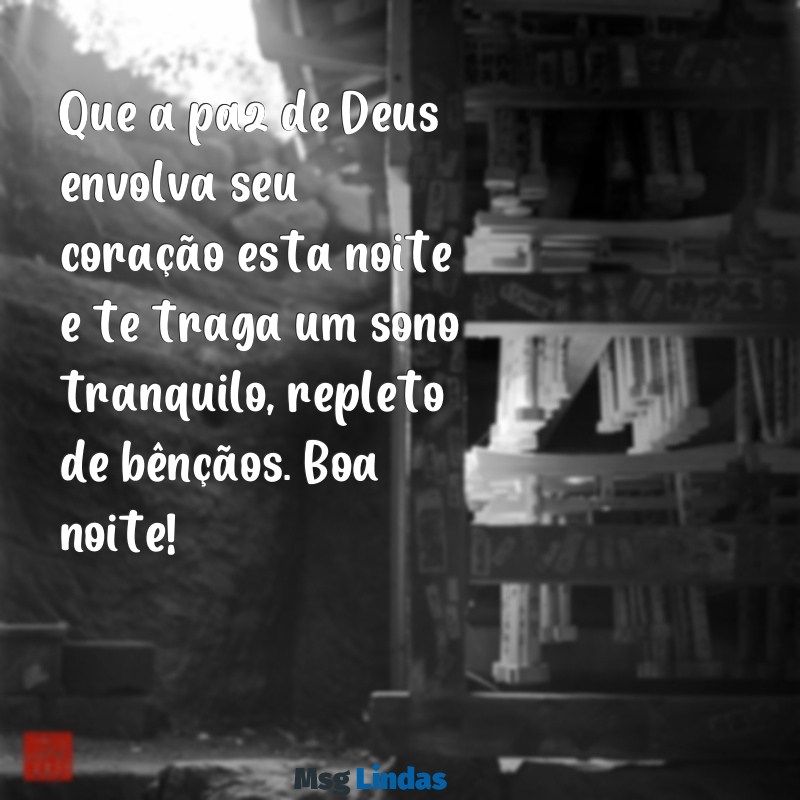 mensagens bíblica de boa noite para whatsapp grátis Que a paz de Deus envolva seu coração esta noite e te traga um sono tranquilo, repleto de bênçãos. Boa noite!