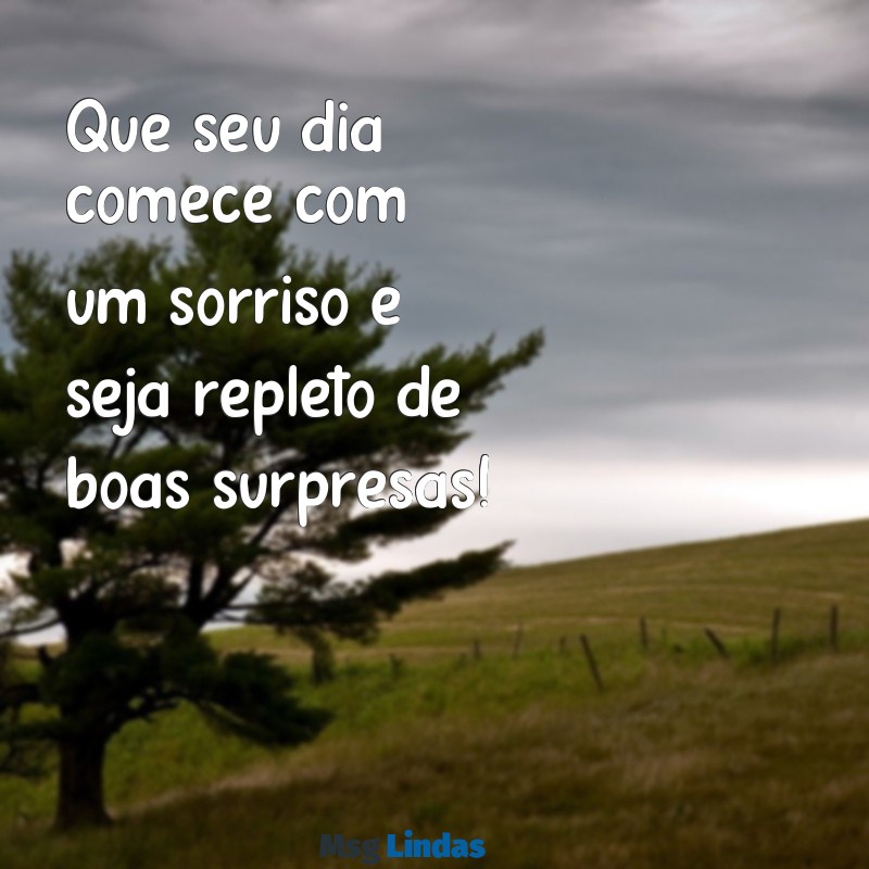 mensagens debom dia Que seu dia comece com um sorriso e seja repleto de boas surpresas!