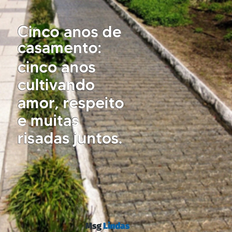 5 anos de casamento Cinco anos de casamento: cinco anos cultivando amor, respeito e muitas risadas juntos.