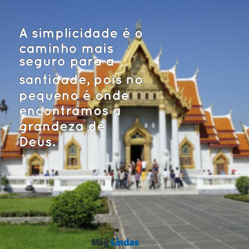 mensagens de santa teresinha do menino jesus A simplicidade é o caminho mais seguro para a santidade, pois no pequeno é onde encontramos a grandeza de Deus.