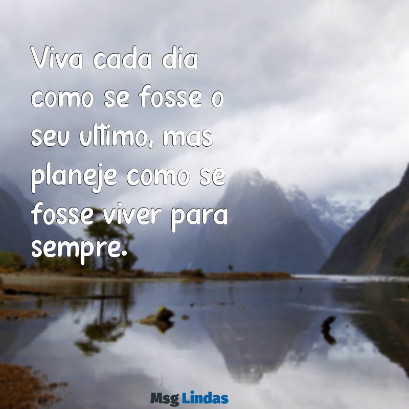 frases para bio de instagram Viva cada dia como se fosse o seu último, mas planeje como se fosse viver para sempre.