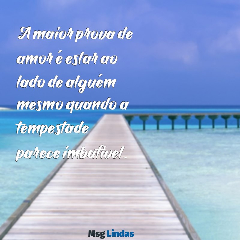 qual foi a maior prova de amor A maior prova de amor é estar ao lado de alguém mesmo quando a tempestade parece imbatível.